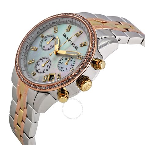 michael kors mother of pearl chronograph watch